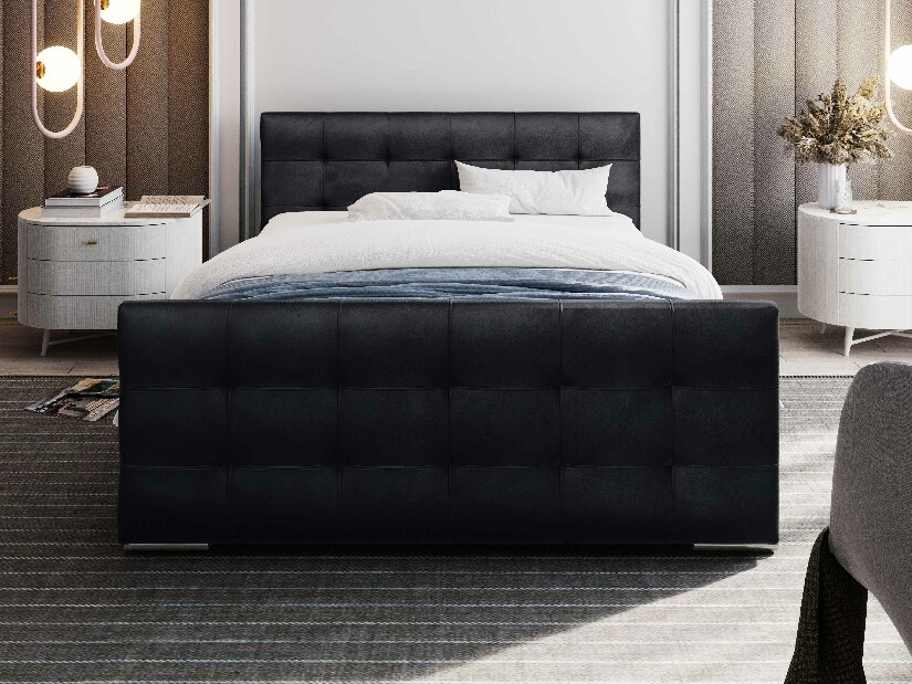 Bračni krevet 160 cm Billie (crna) (s podnicom i prostorom za odlaganje)