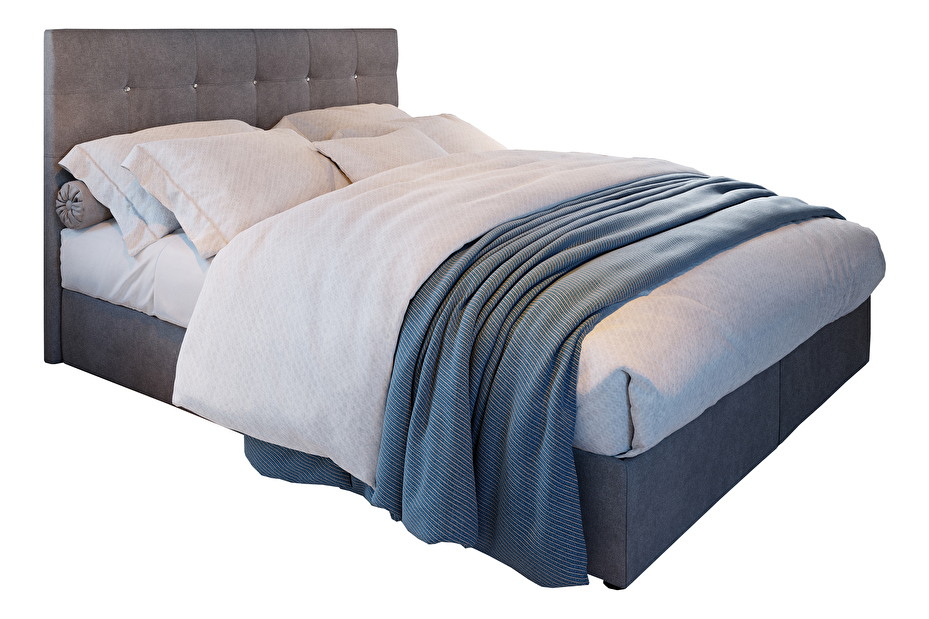 Bračni krevet Boxspring 140 cm Karen (siva) (s madracem i prostorom za odlaganje)