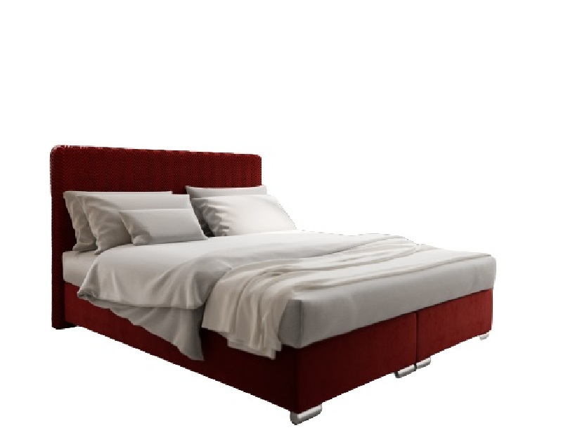 Bračni krevet 180 cm Boxspring Penarth Comfort (crvena) (s podnicom, madracem i prostorom za odlaganje)