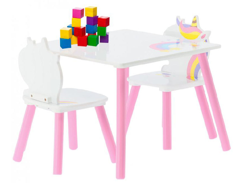 Dječji set stolić i stolice Lillyann (bijela + ružičasta)