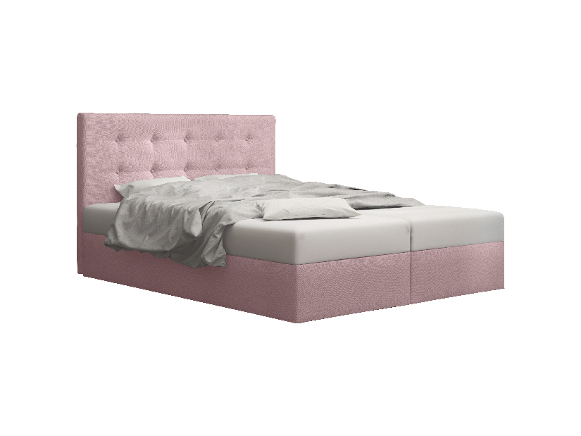 Bračni krevet Boxspring 160 cm Duel 1 (ružičasta) (s madracem i prostorom za odlaganje)