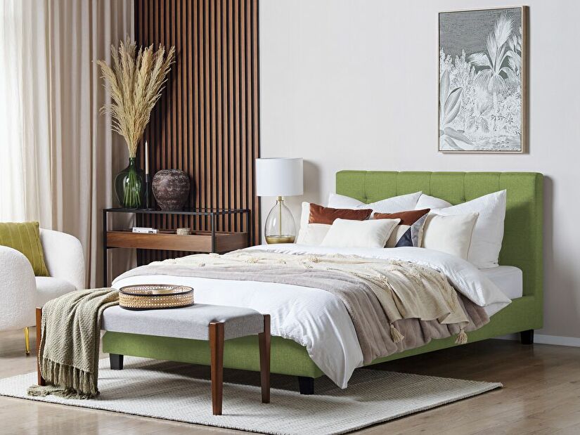 Bračni krevet 160 cm Rhiannon (zelena) (s podnicom i madracem)