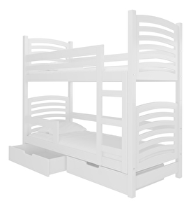 Dječji krevet na kat 180x75 cm Oxana (s podnicom i madracem) (bijela)