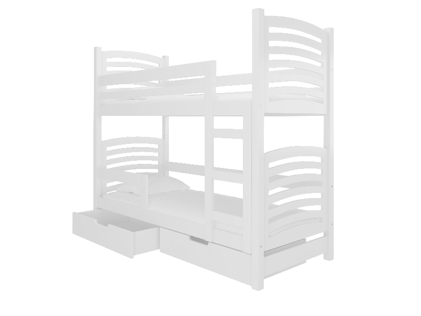 Dječji krevet na kat 180x75 cm Oxana (s podnicom i madracem) (bijela)