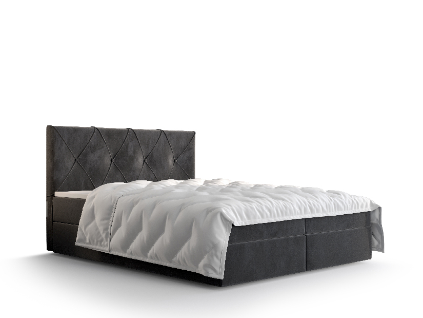 Bračni krevet Boxspring 160 cm Athena (tamnosiva) (s madracem i prostorom za odlaganje)