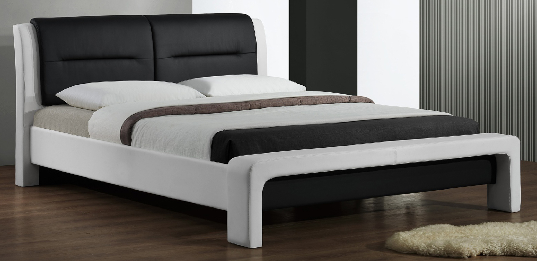 Bračni krevet 160 cm Casandie (s podnicom) (bijela + crna)