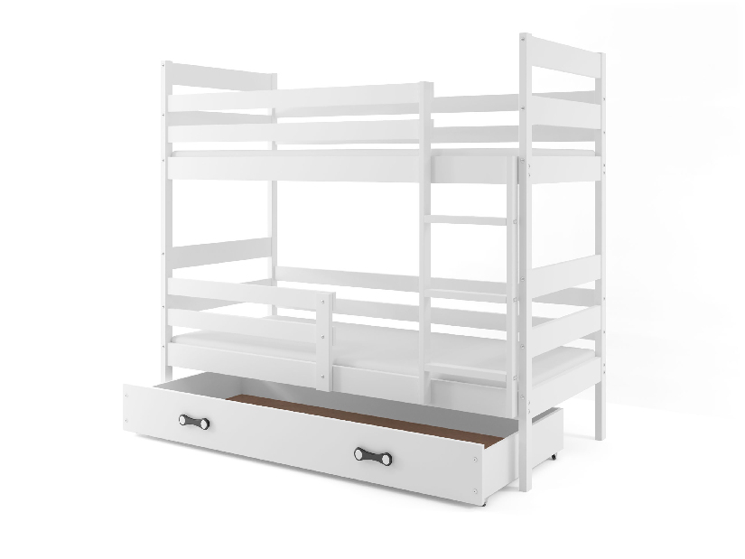 Krevet na kat 80 x 160 cm Eril B (bijela + bijela) (s podnicom, madracem i prostorom za odlaganje)