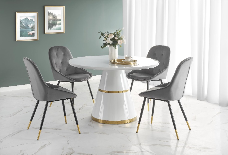 Blagovaonski stol Varam (bijela + zlatna) (za 4 osobe) *rasprodaja