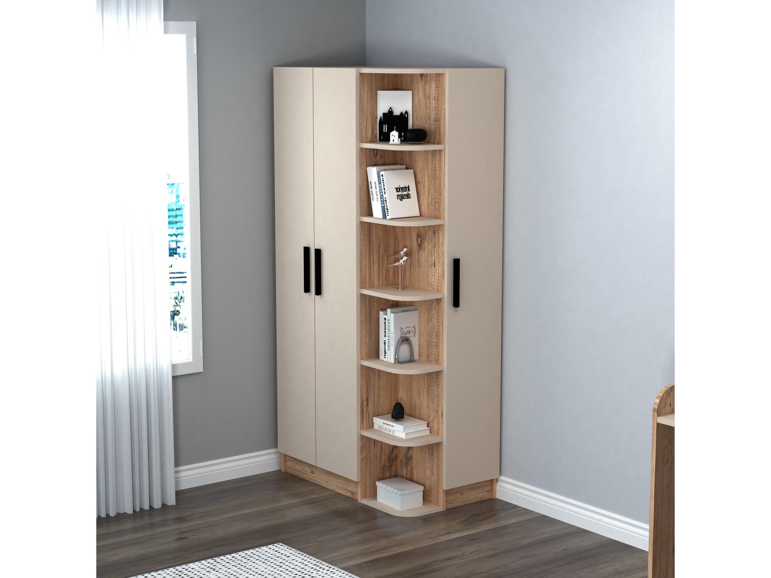 Kutni ormar za garderobu Lusia (atlantski bor + bež)