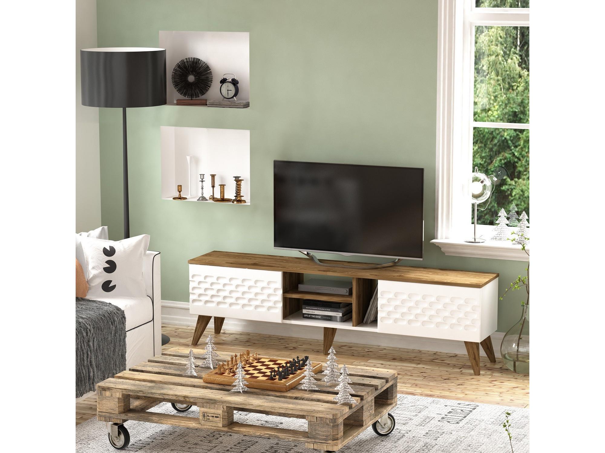 TV stolić/ormarić Eggie (bijela + orah)