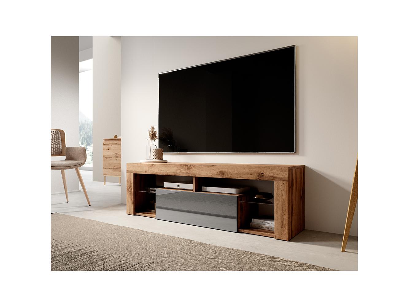 TV ormarić/stolić Bionca (s rasvjetom) (hrast lancelot + siva)