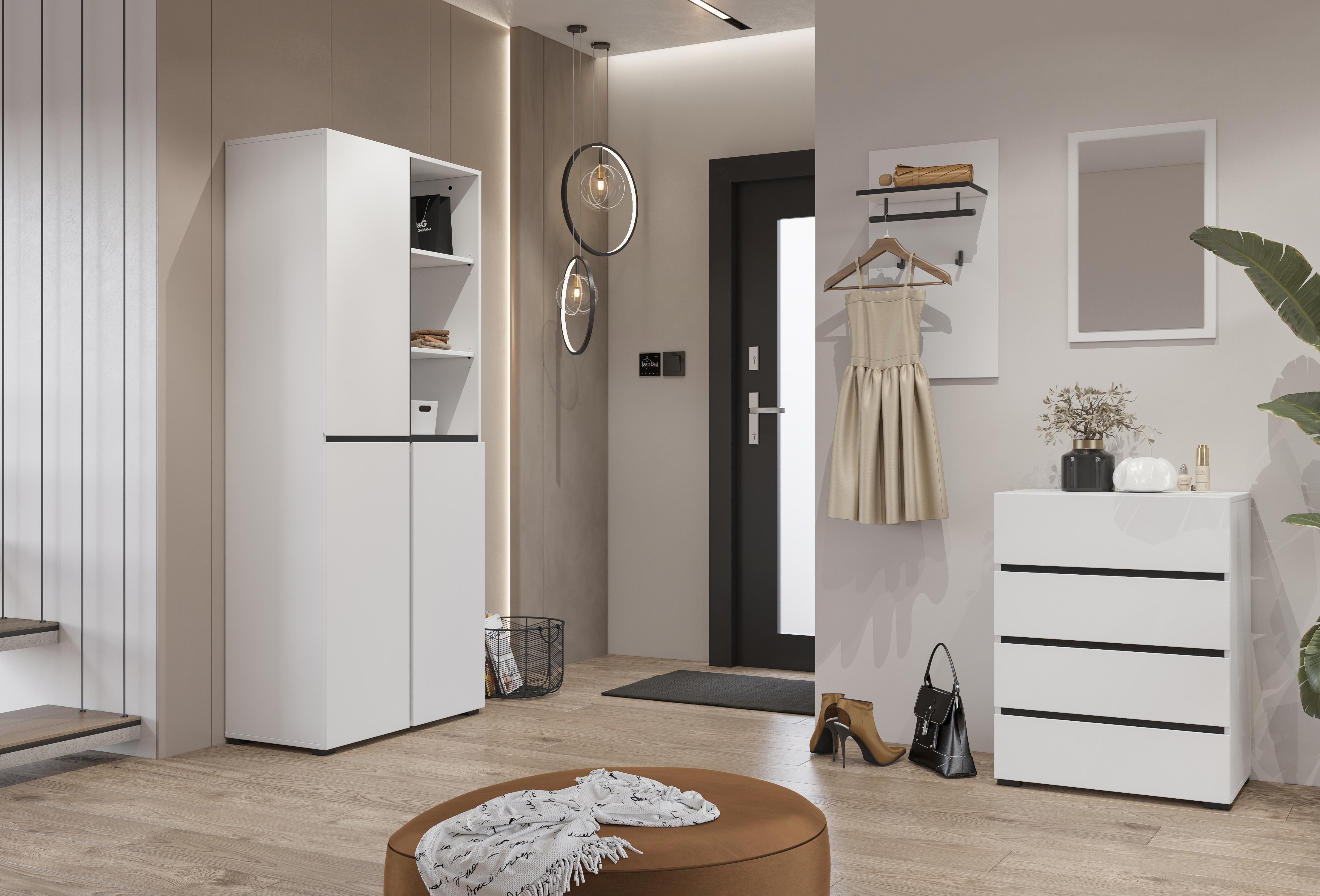 Ormar s policama Crossroad H W88 (bijela + crna)