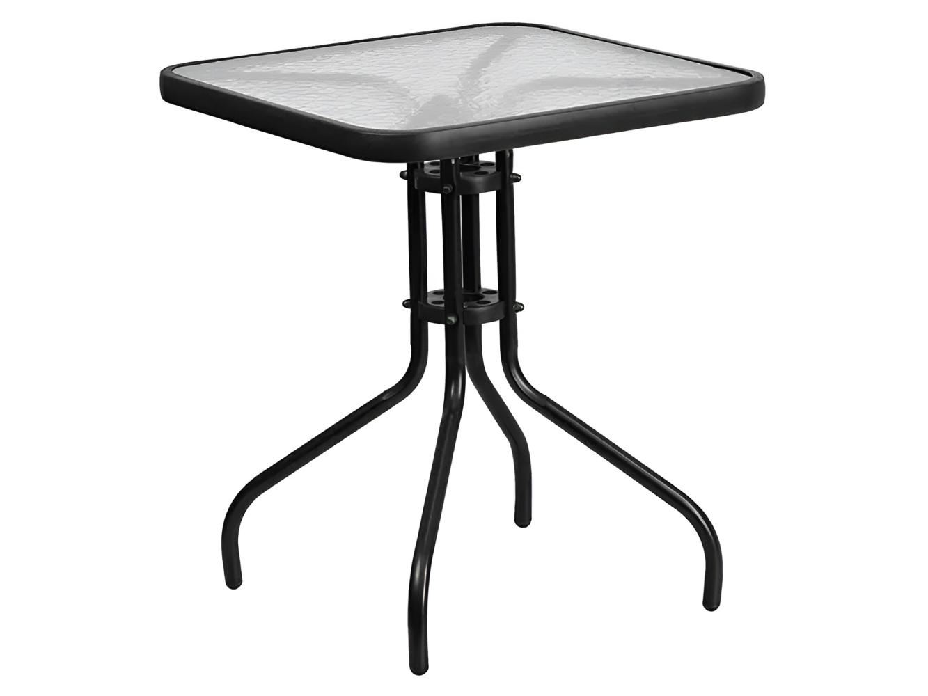 Vrtni stol Fendy (crni čelik + kaljeno staklo)