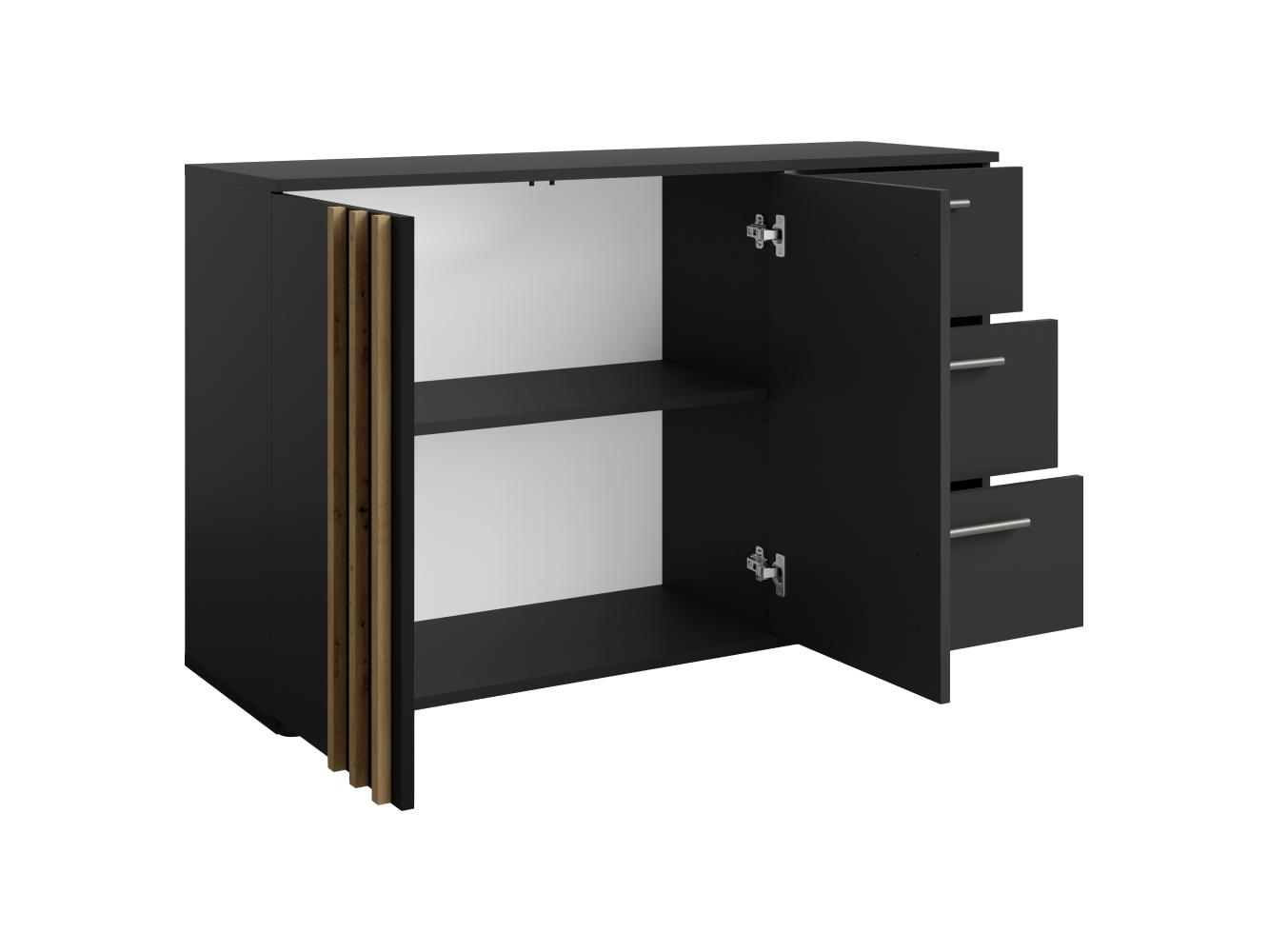 Komoda Tullin 3 (crna + hrast artisan)