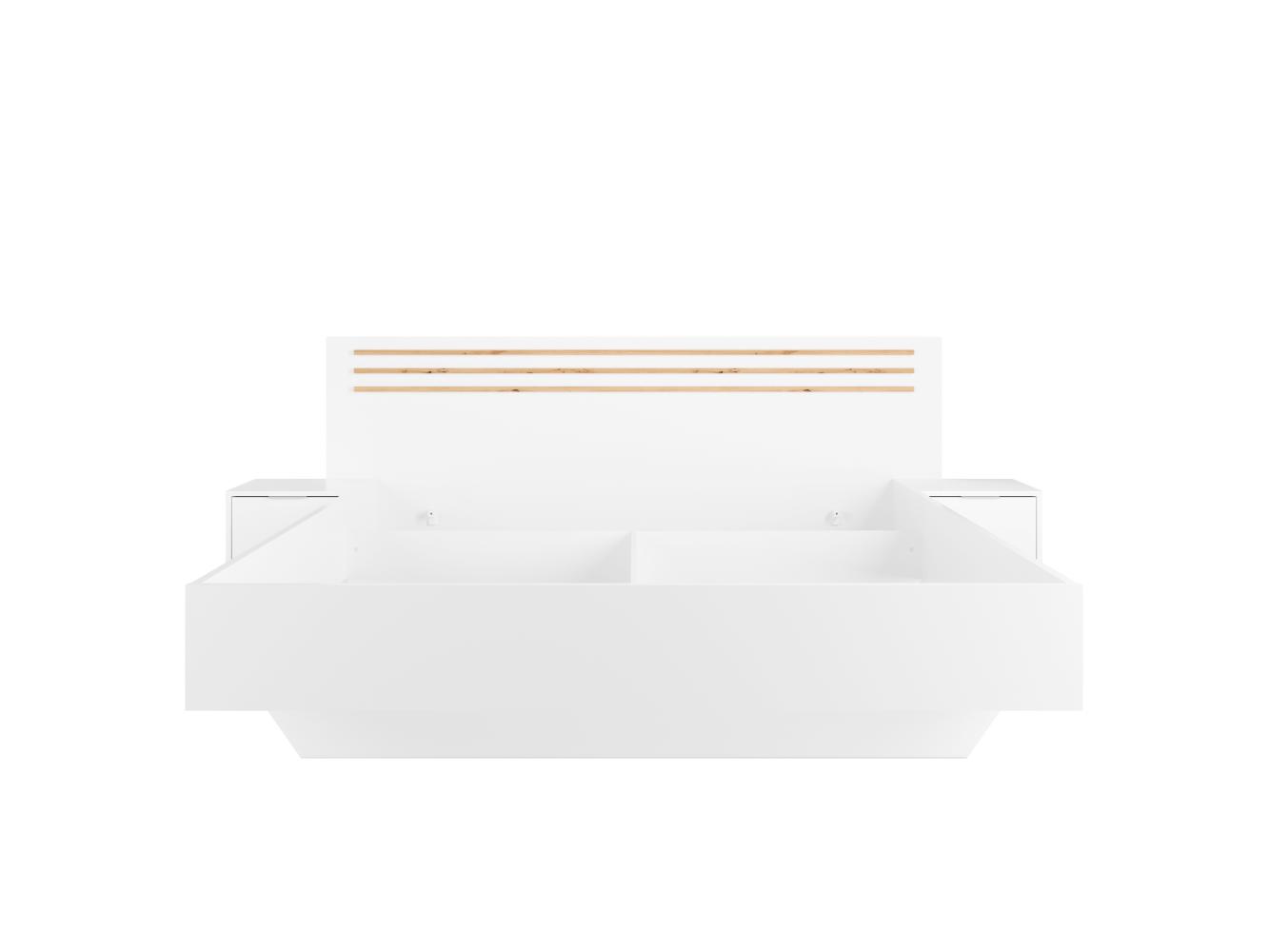 Krevet s noćnim ormarićima Frens (bijela + hrast artisan)