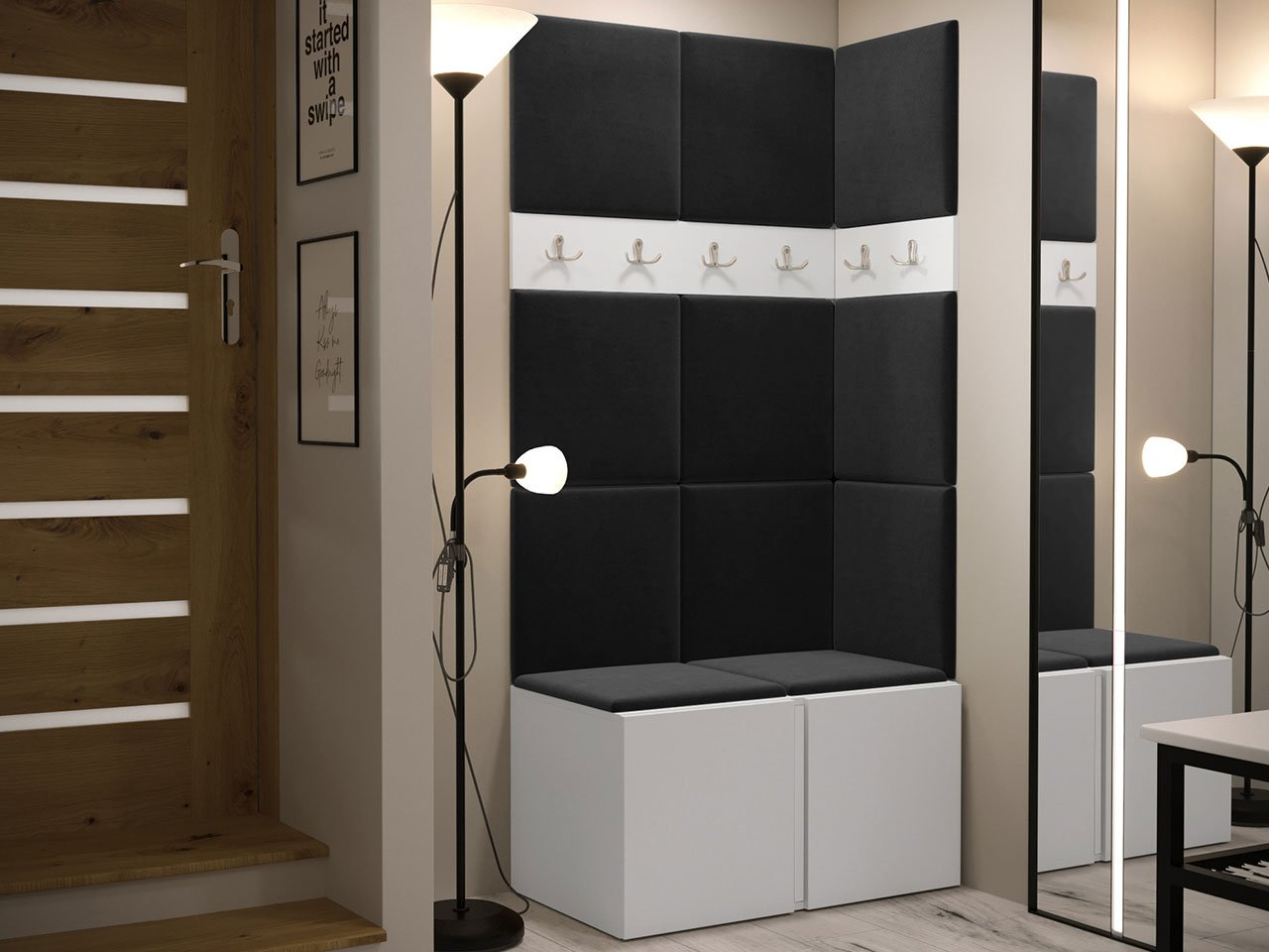 Predsoblje Tovenaz I (bijela + crna) 