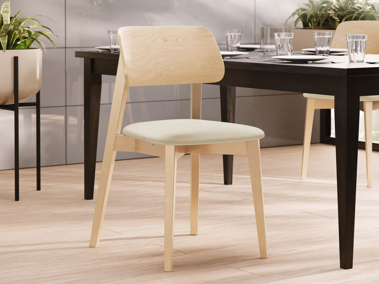 Blagovaonska stolica KD 63 (bukva + krem) 