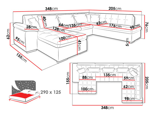 Kutna garnitura Talia (bijela + tamnosiva)