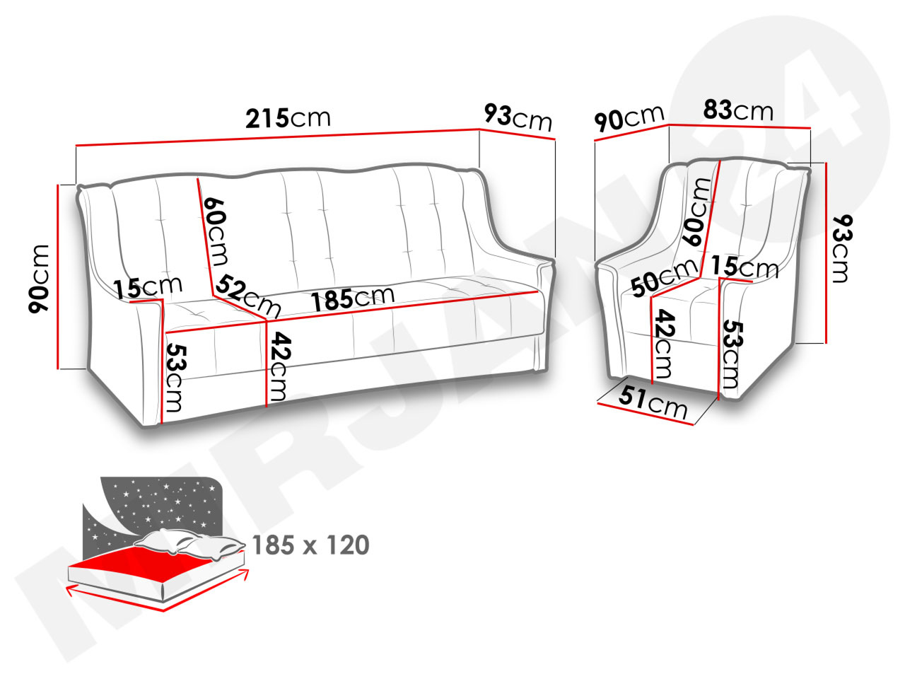 Garnitura za sjedenje Medica (bež)