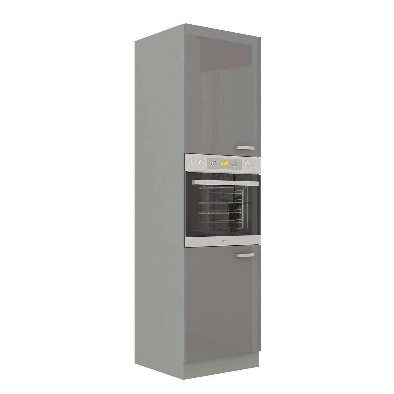 Visoki ormarić za pećnicu Milo 60 DP-210 2F (siva + sivi sjaj)
