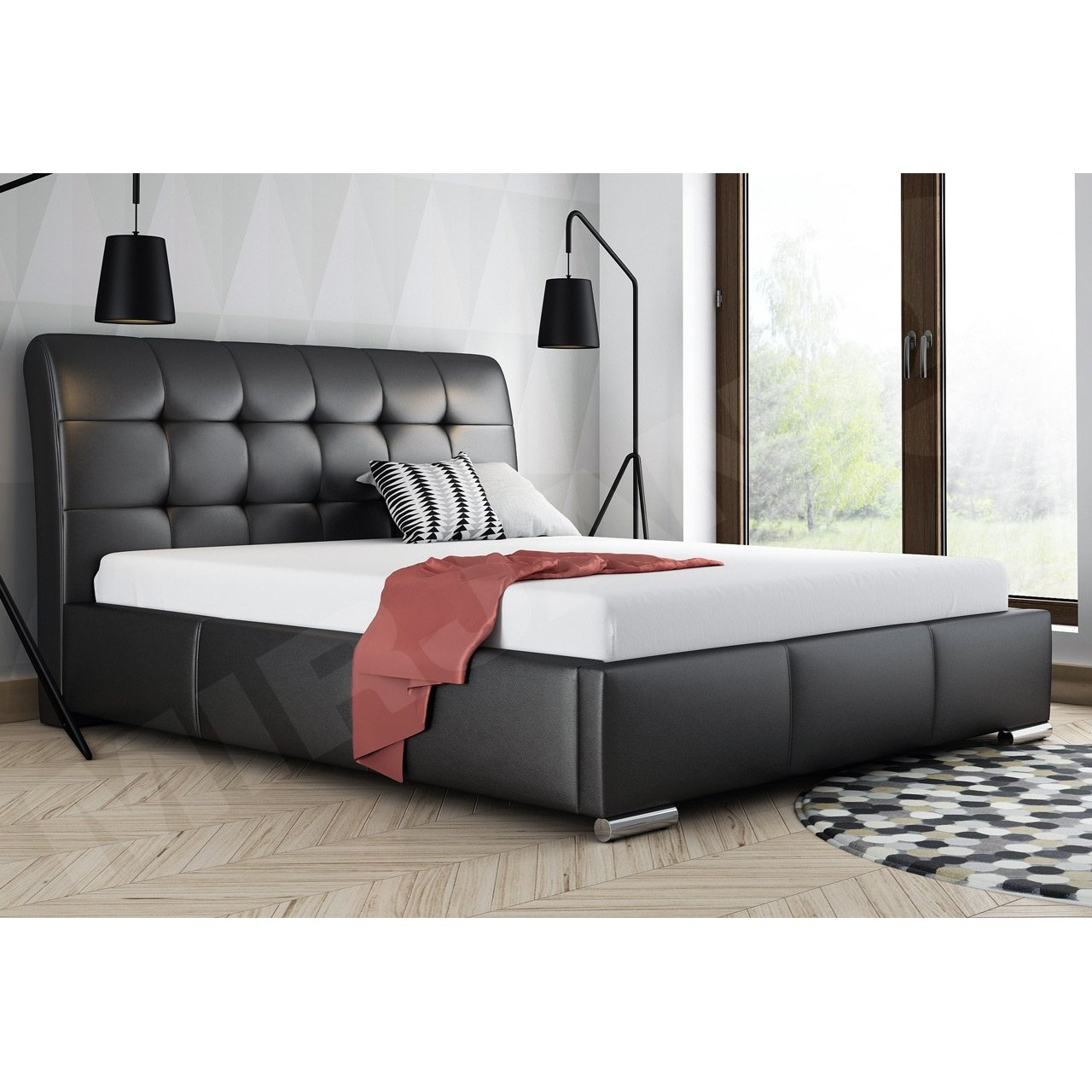 Bračni krevet 160cm Pilates (crna)