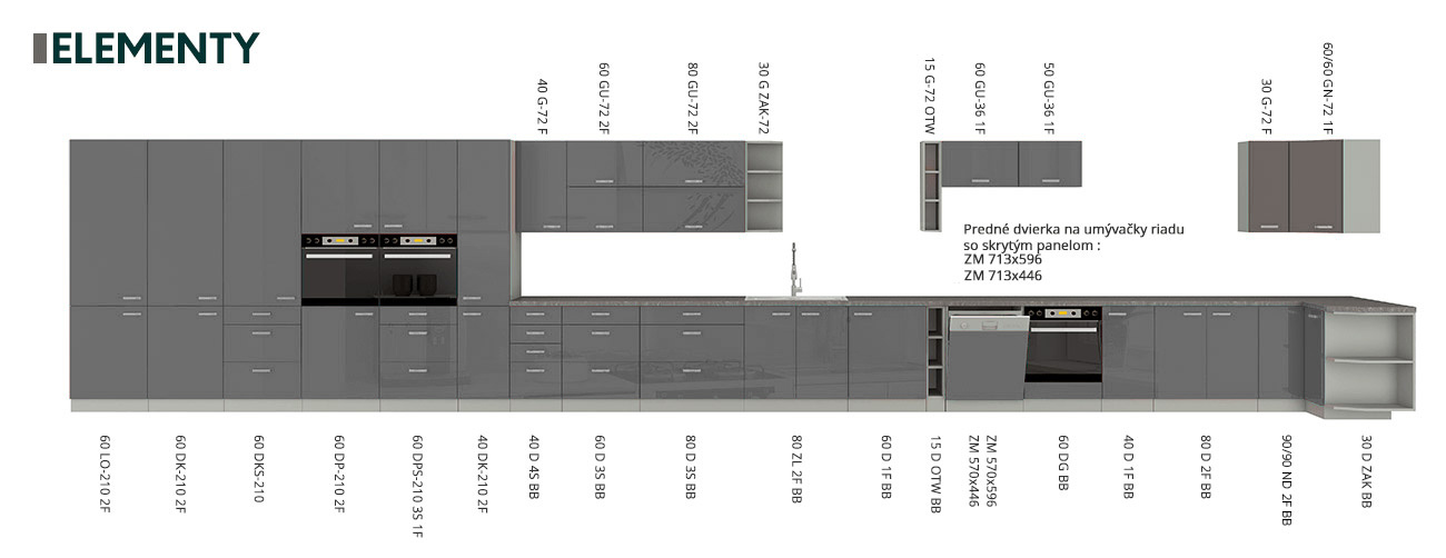 Donji kuhinjski ormarić ispod sudopera Milo 80 ZL 2F BB (siva + krem sjaj)