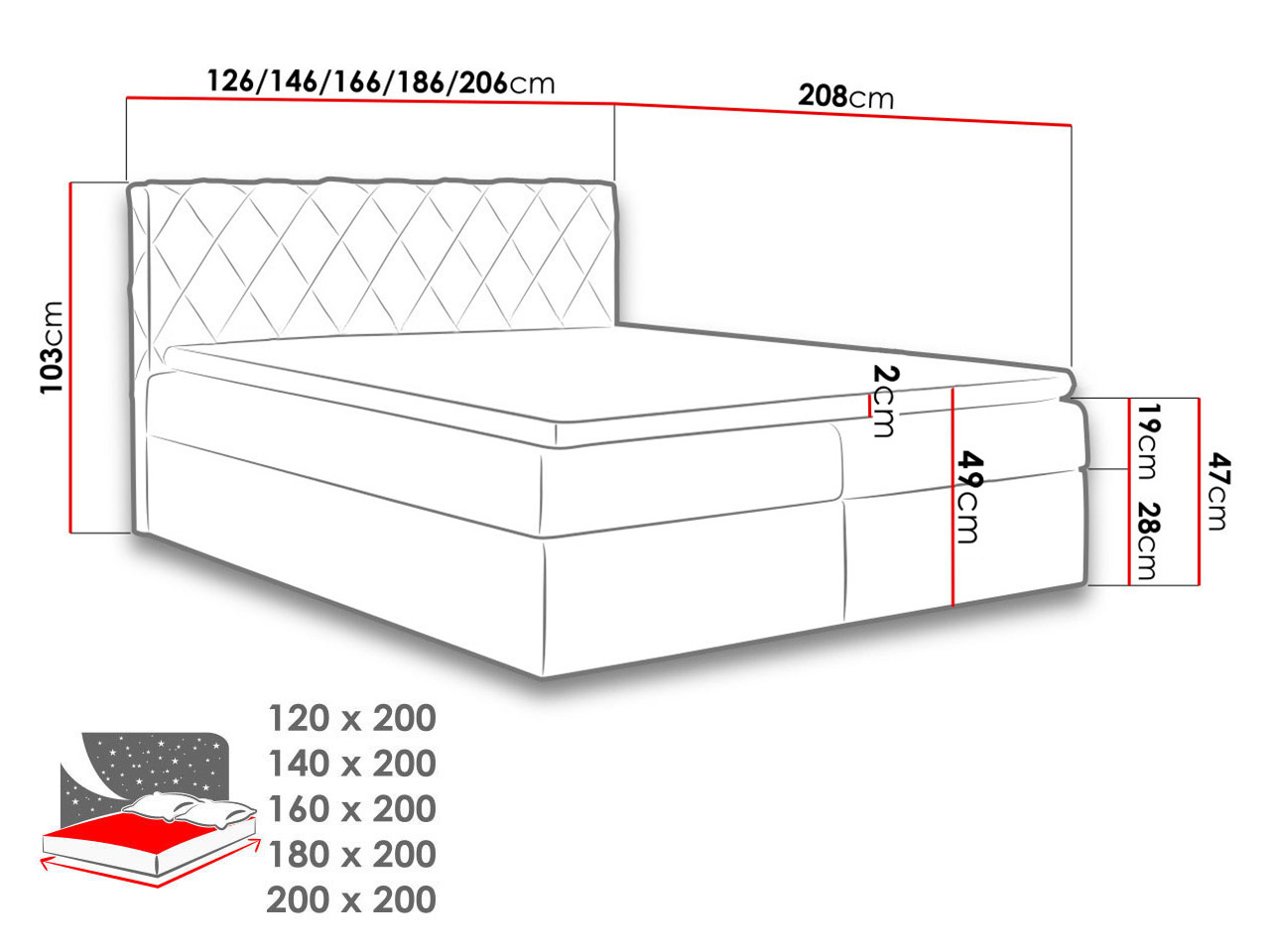 Bračni krevet 200cm Nova (tamnozelena)