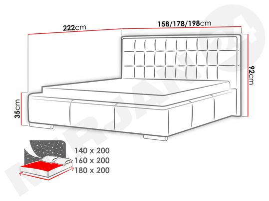 Bračni krevet 180 cm Hermon (bijela)