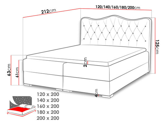 Bračni krevet 160cm Medieval (bijela)