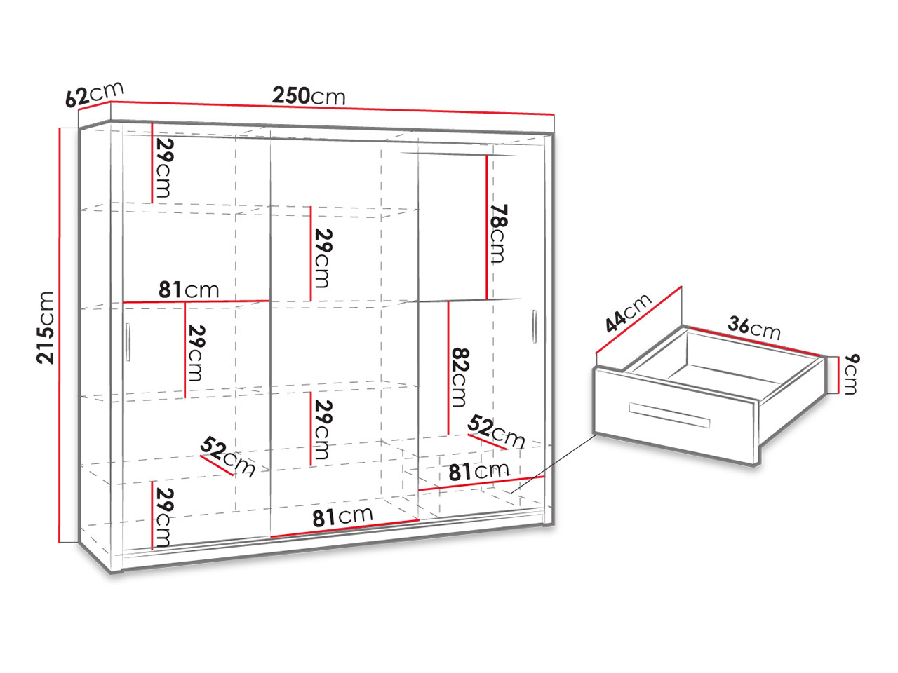 Ormar za garderobu Klary KE12 (hrast monastery + ogledalo)
