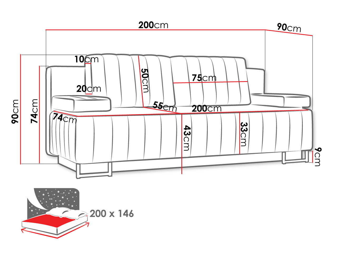 Sofa Onasis (tamnoplava)