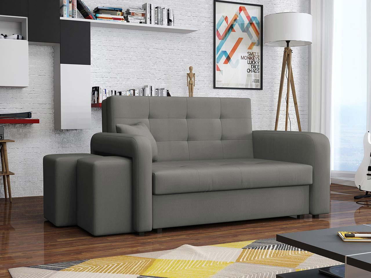 Sofa s tabureima Candy II (siva)