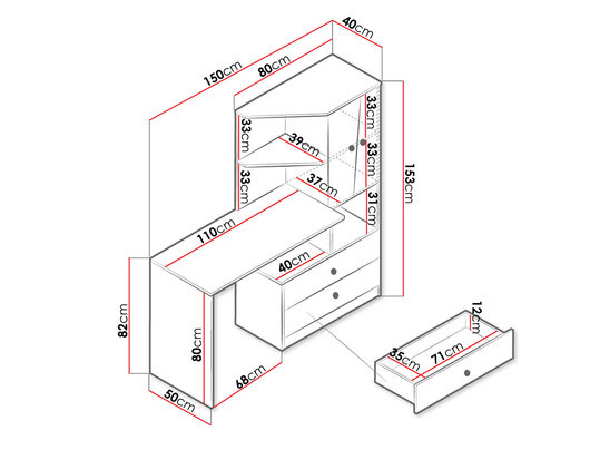 Toaletni stolić Seraphina WK11 (hrast artisan + bijela)