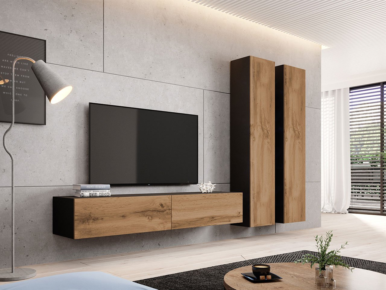 Set za dnevni boravak Ziggy IV (crna + wotan)