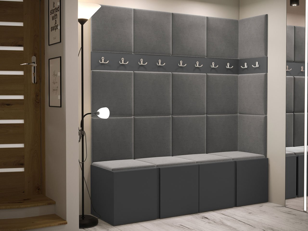 Predsoblje Tovenaz II (grafit + boja čelika)