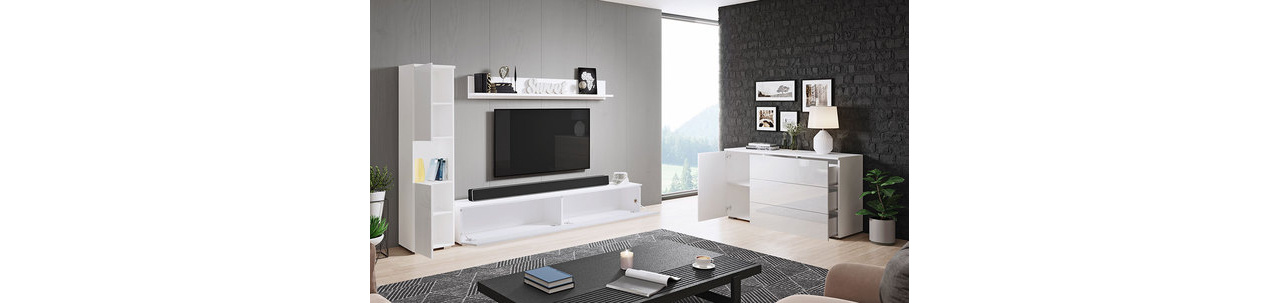 Namještaj za dnevni boravak Nova I (wotan + bijeli sjaj)