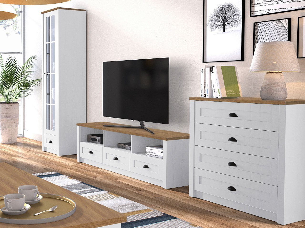 Namještaj za dnevni boravak Patrick IV (bor andersen + hrast lefkas tamni)