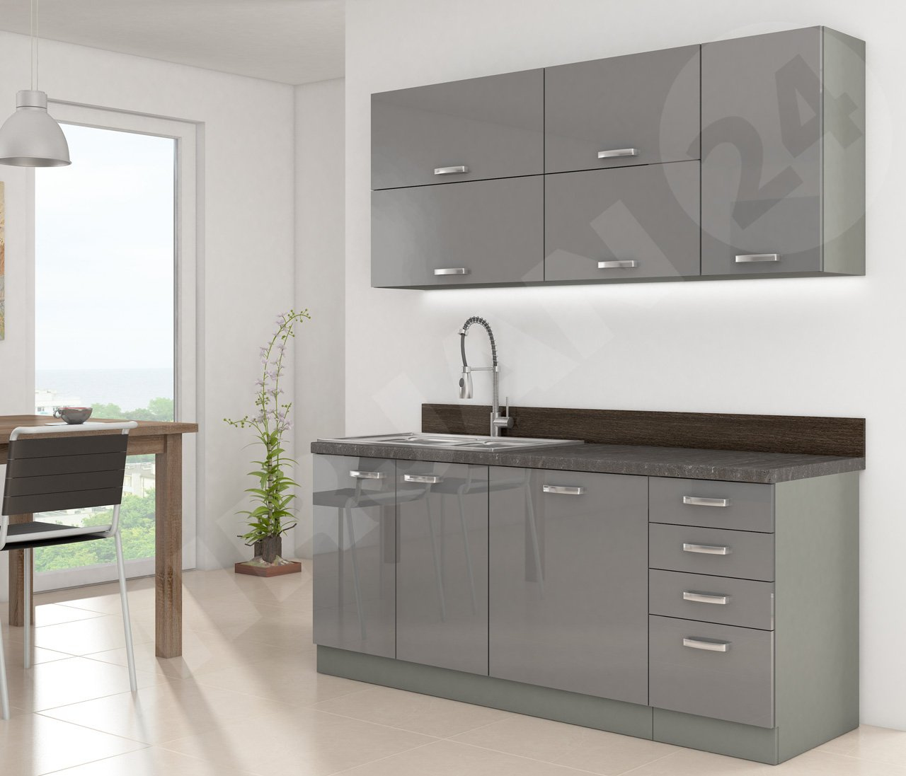 Kuhinja Milo III (siva + sivi sjaj)