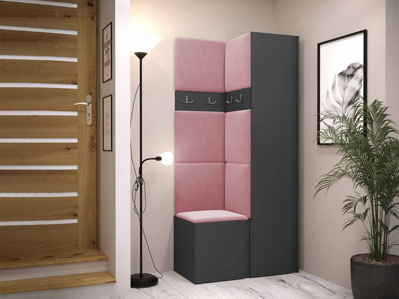 Predsoblje Tovenaz XXIV (grafit + ružičasta)