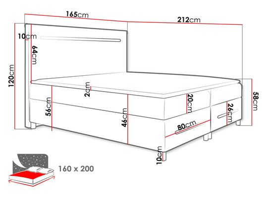 Bračni krevet 140cm Trabajaban (plavo-siva)