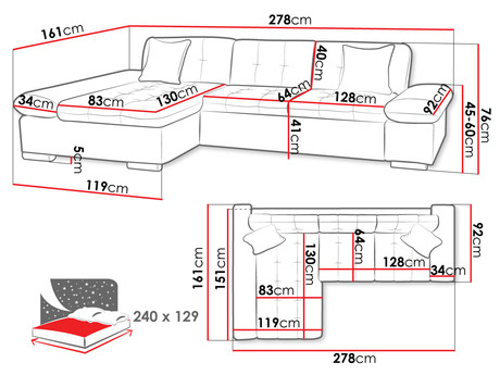 Kutna garnitura Jude (svijetlosiva)