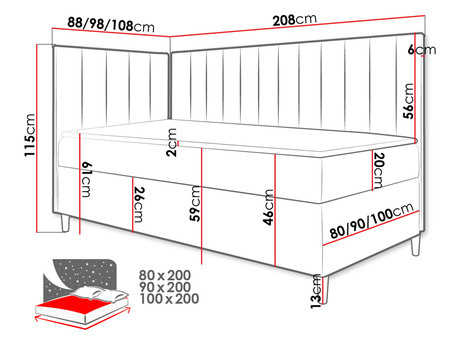 Jednostruki krevet 90cm Rivaldi 3 (bijela + siva)