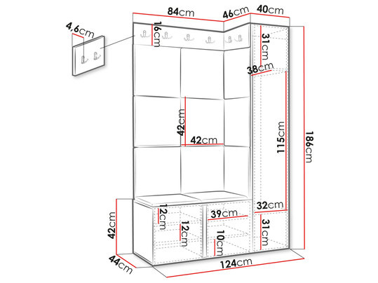 Predsoblje Torro IX (crna + čokolada)