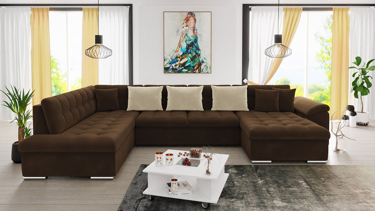 Kutna garnitura Talia (tamnosmeđa + krem)