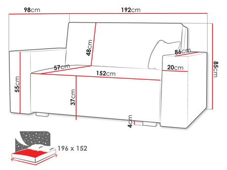 Sofa Candy IV (siva)