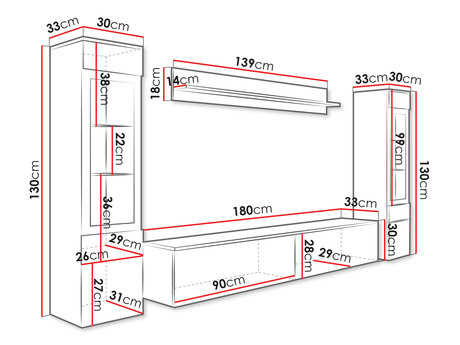 Namještaj za dnevni boravak Selwyn II (grafit)
