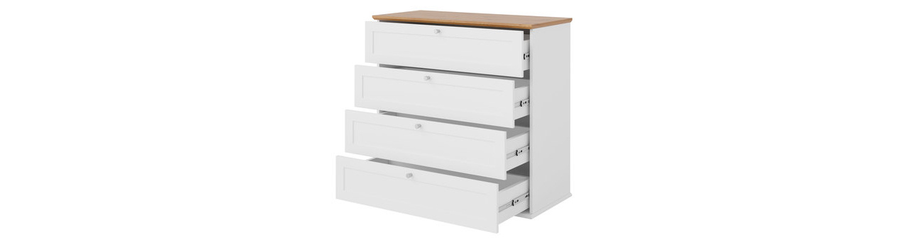 Komoda Fritz 4SZ (bijela + hrast lefkas)