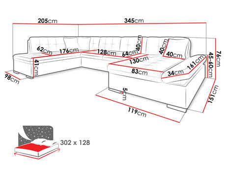 Kutna garnitura Calla (L) U (bež)