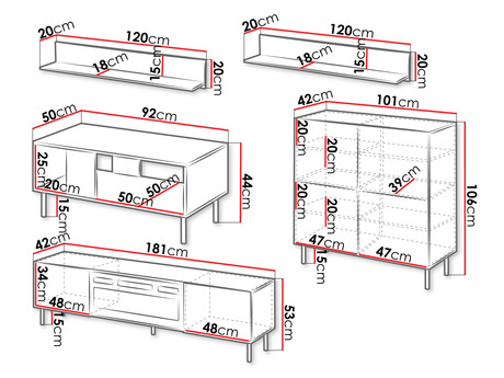 Namještaj za dnevni boravak Lasiowa V (kašmir)