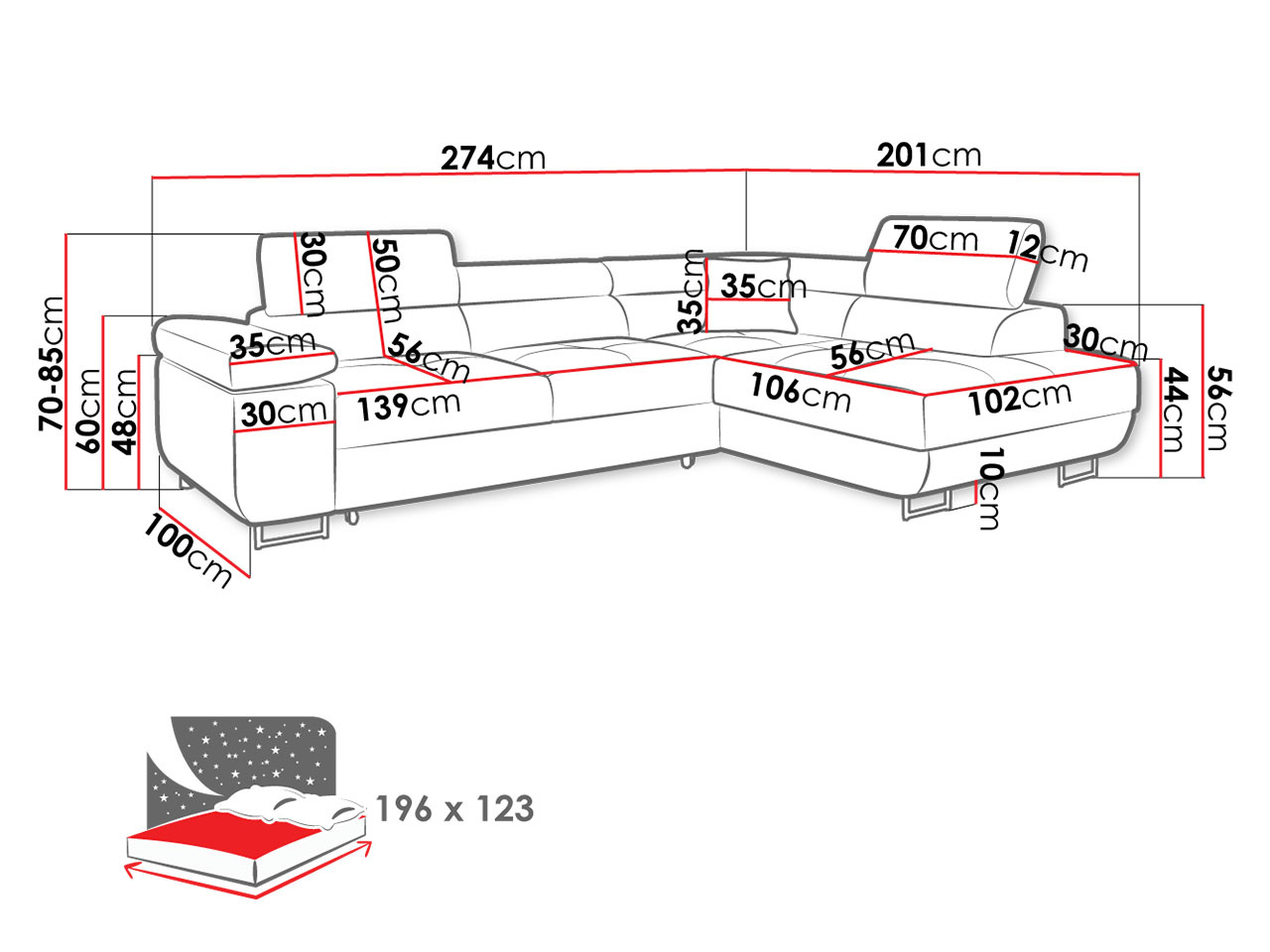 Kutna garnitura Terazuro (bijela)